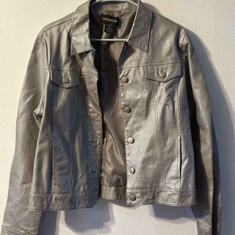 Grey leather jacket